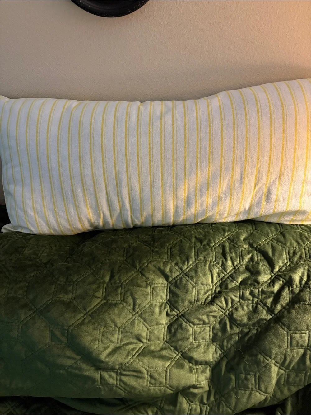 Accent pillow birds, daffodils,, tulips,rabbits in greens, yellows, blues,